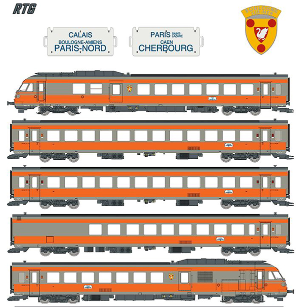 LS Models 221502S - French 5-Car RTG Rail Car of the SNCF (Coat Of Arms Boulogne Sur Mer ) SOUND